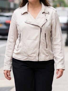 Blu Pepper Plus Natural Linen Moto Jacket 1X Edgy Minimalist Boho Soft Girl